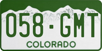 CO license plate 058GMT