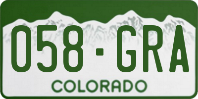 CO license plate 058GRA