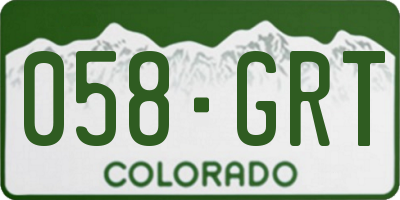 CO license plate 058GRT