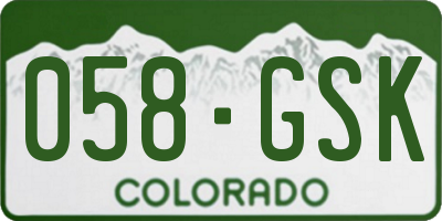 CO license plate 058GSK