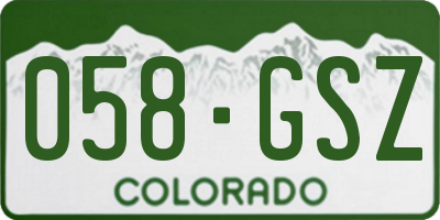 CO license plate 058GSZ