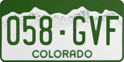 CO license plate 058GVF