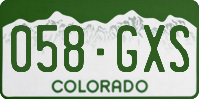 CO license plate 058GXS