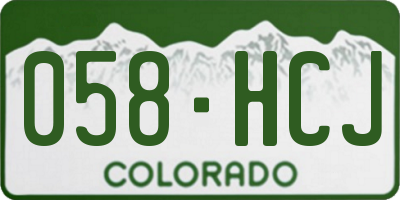 CO license plate 058HCJ