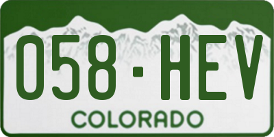 CO license plate 058HEV