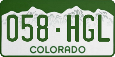 CO license plate 058HGL