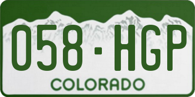 CO license plate 058HGP
