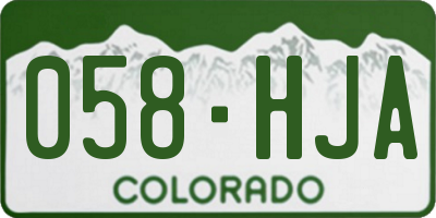 CO license plate 058HJA