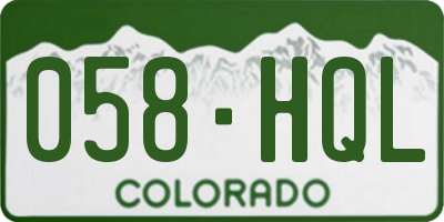 CO license plate 058HQL
