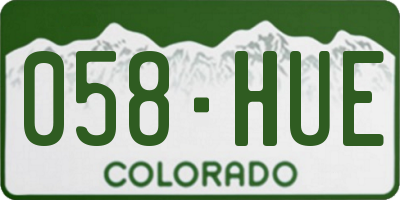 CO license plate 058HUE