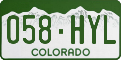CO license plate 058HYL