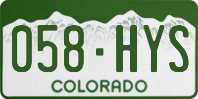 CO license plate 058HYS