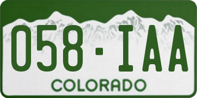 CO license plate 058IAA