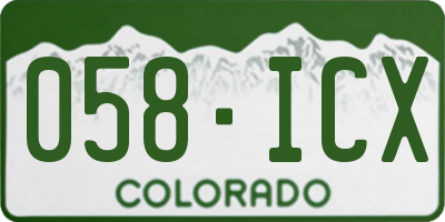 CO license plate 058ICX