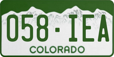 CO license plate 058IEA
