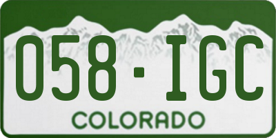 CO license plate 058IGC