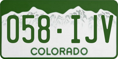 CO license plate 058IJV