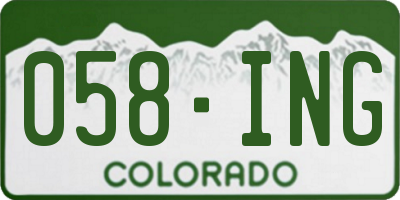 CO license plate 058ING