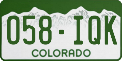 CO license plate 058IQK