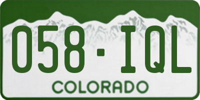 CO license plate 058IQL