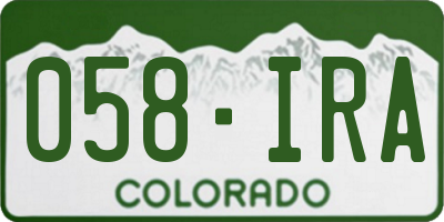 CO license plate 058IRA