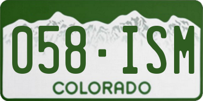 CO license plate 058ISM