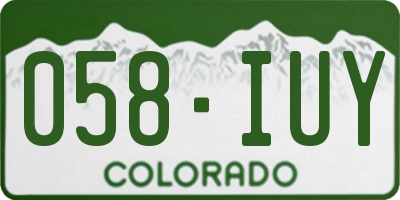 CO license plate 058IUY