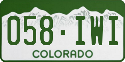 CO license plate 058IWI