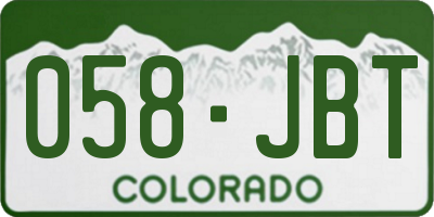 CO license plate 058JBT