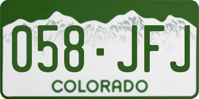 CO license plate 058JFJ