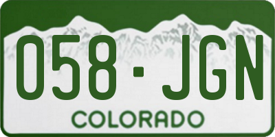 CO license plate 058JGN