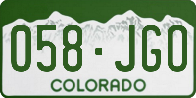 CO license plate 058JGO