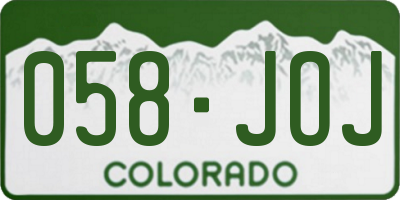 CO license plate 058JOJ