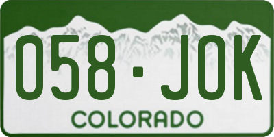 CO license plate 058JOK
