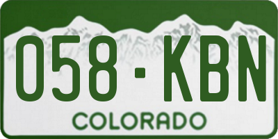 CO license plate 058KBN