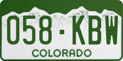 CO license plate 058KBW
