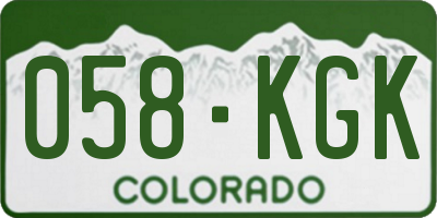CO license plate 058KGK