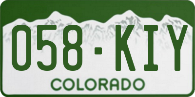 CO license plate 058KIY