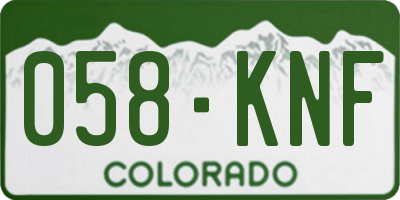 CO license plate 058KNF
