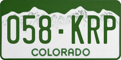 CO license plate 058KRP
