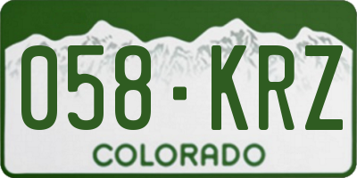 CO license plate 058KRZ