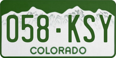 CO license plate 058KSY