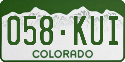 CO license plate 058KUI