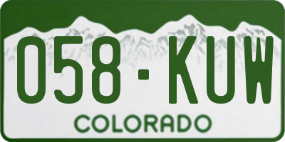 CO license plate 058KUW