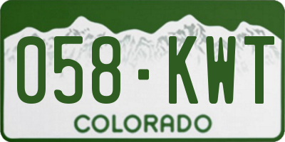 CO license plate 058KWT