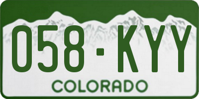 CO license plate 058KYY