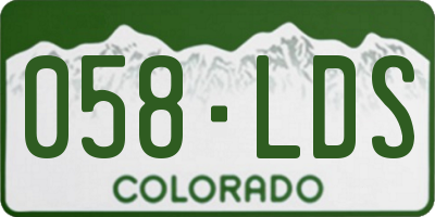 CO license plate 058LDS