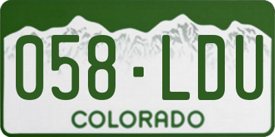 CO license plate 058LDU