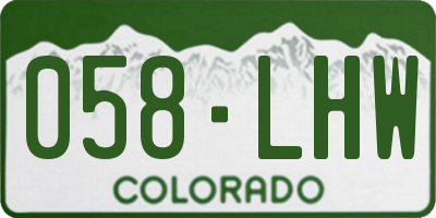 CO license plate 058LHW