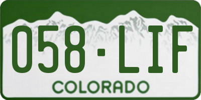 CO license plate 058LIF